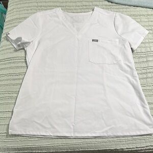 Figs Women's Crisp White V-Neck Scrub Top